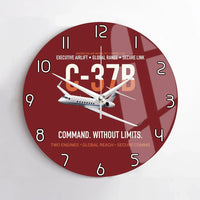 Thumbnail for C-37B Global Command Link design on dark red no frame wall clock