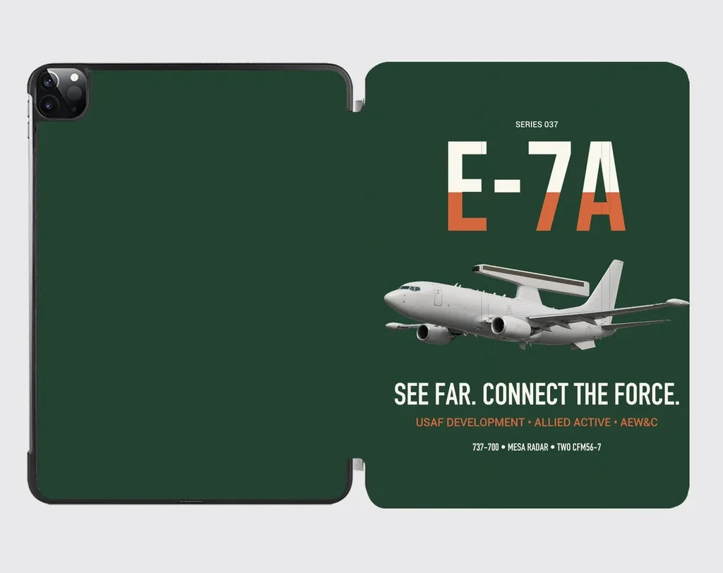 E-7A Wedgetail design on dark green ipad tablet case