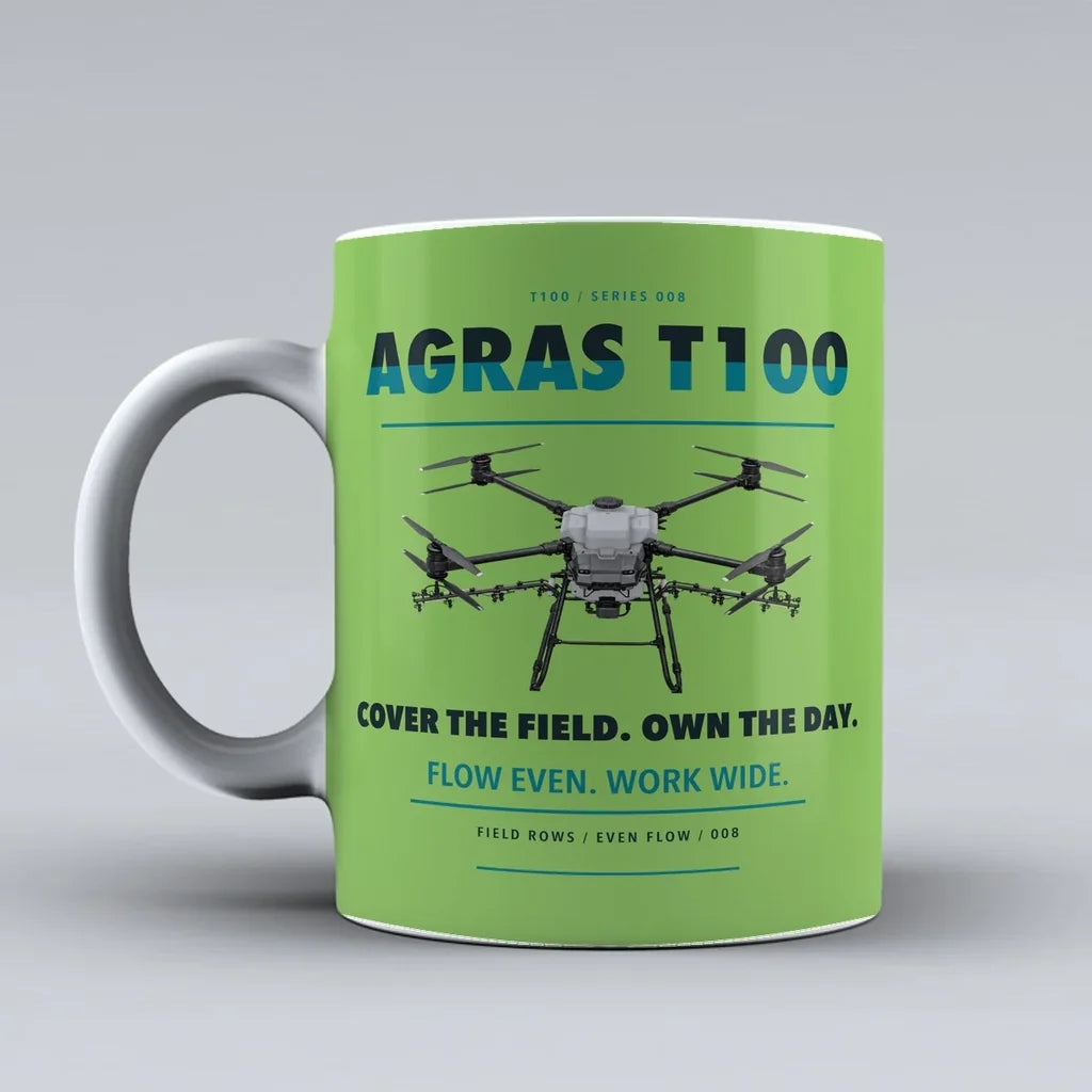 Agras T100 Mug design on light green dji