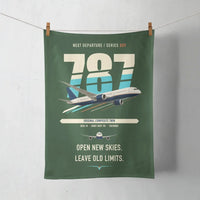 Thumbnail for Boeing 787-8 Dreamliner design on dark green towel
