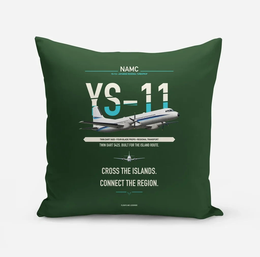 NAMC YS-11A design on dark green pillow