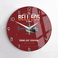 Thumbnail for Bell 505 Jet Ranger X design on dark red no frame wall clock