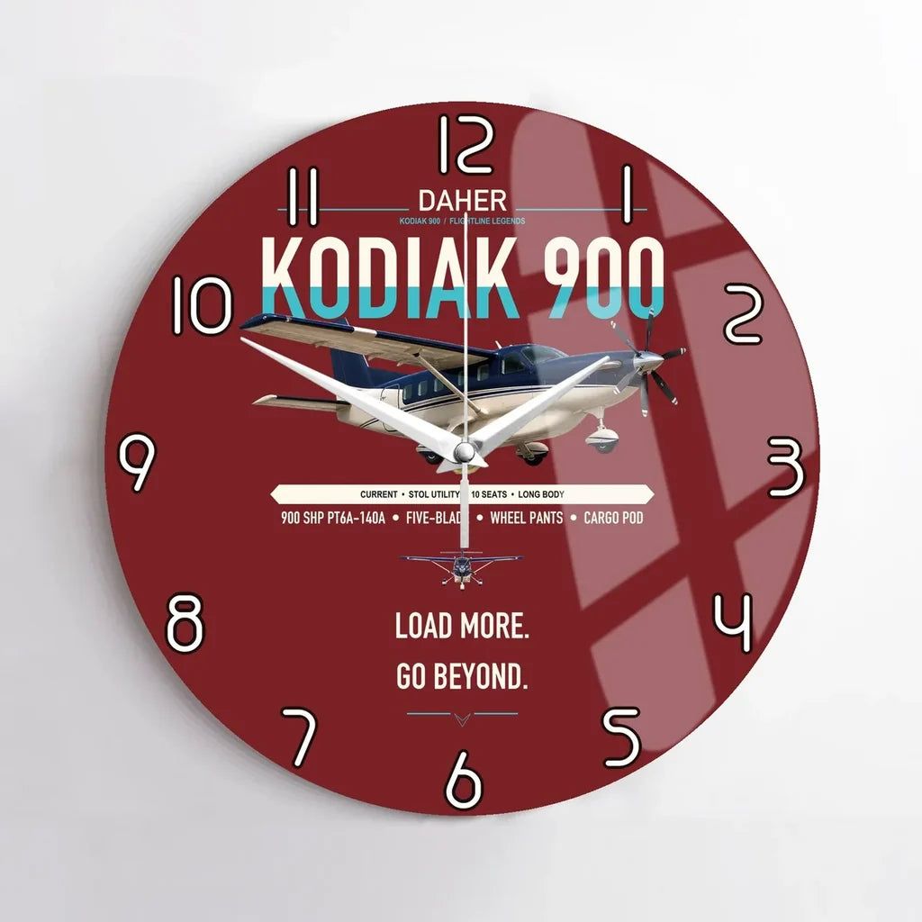 Daher Kodiak 900 design on dark red no frame wall clock
