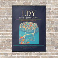 Thumbnail for City of Derry Airport LDY vertical canvas print - framed - navy blue background