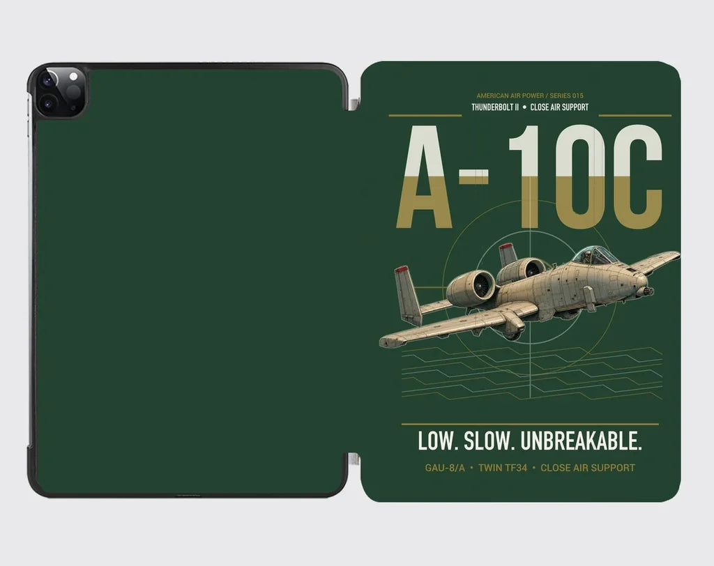 A-10C Thunderbolt II design on dark green ipad tablet case