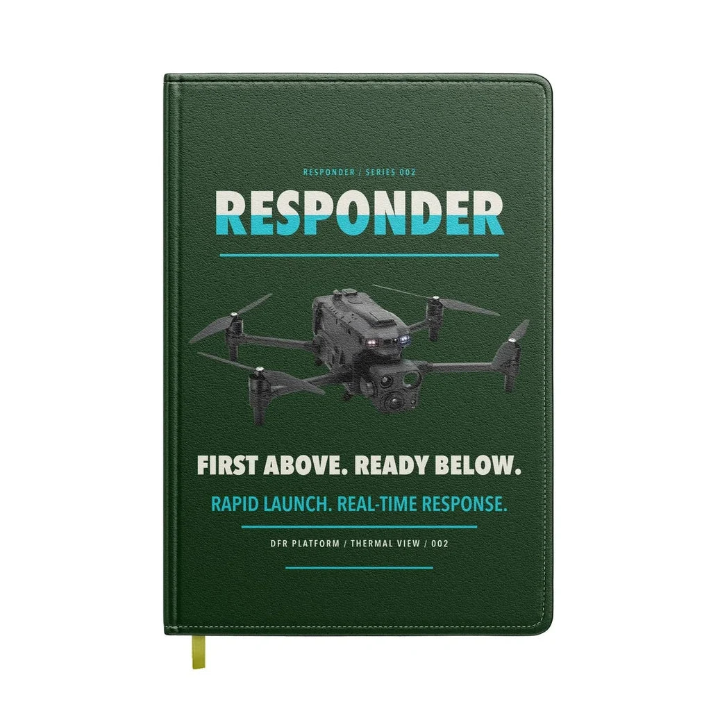 BRINC Responder design on dark green notebook