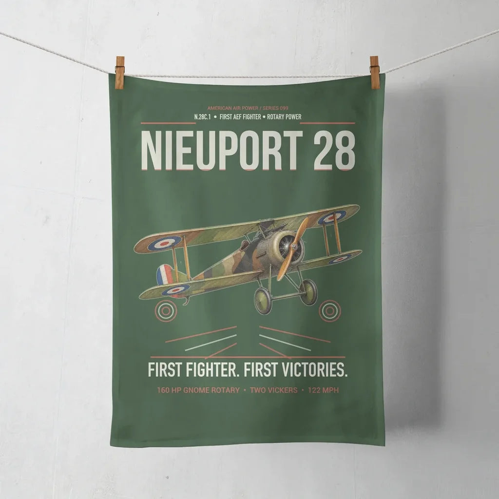 Nieuport 28C.1 design on dark green towel