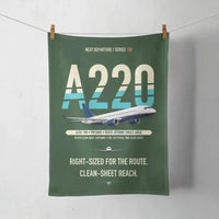 Thumbnail for Airbus A220-100 design on dark green towel