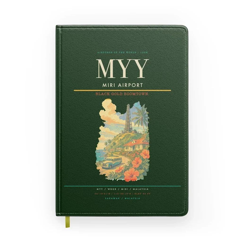 Miri Airport (MYY) design on dark green notebook