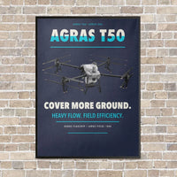 Thumbnail for DJI Agras T50 vertical canvas print - framed - navy blue background