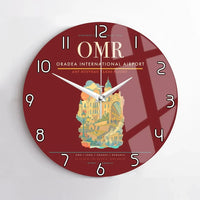Thumbnail for Oradea International Airport (OMR) design on dark red no frame wall clock