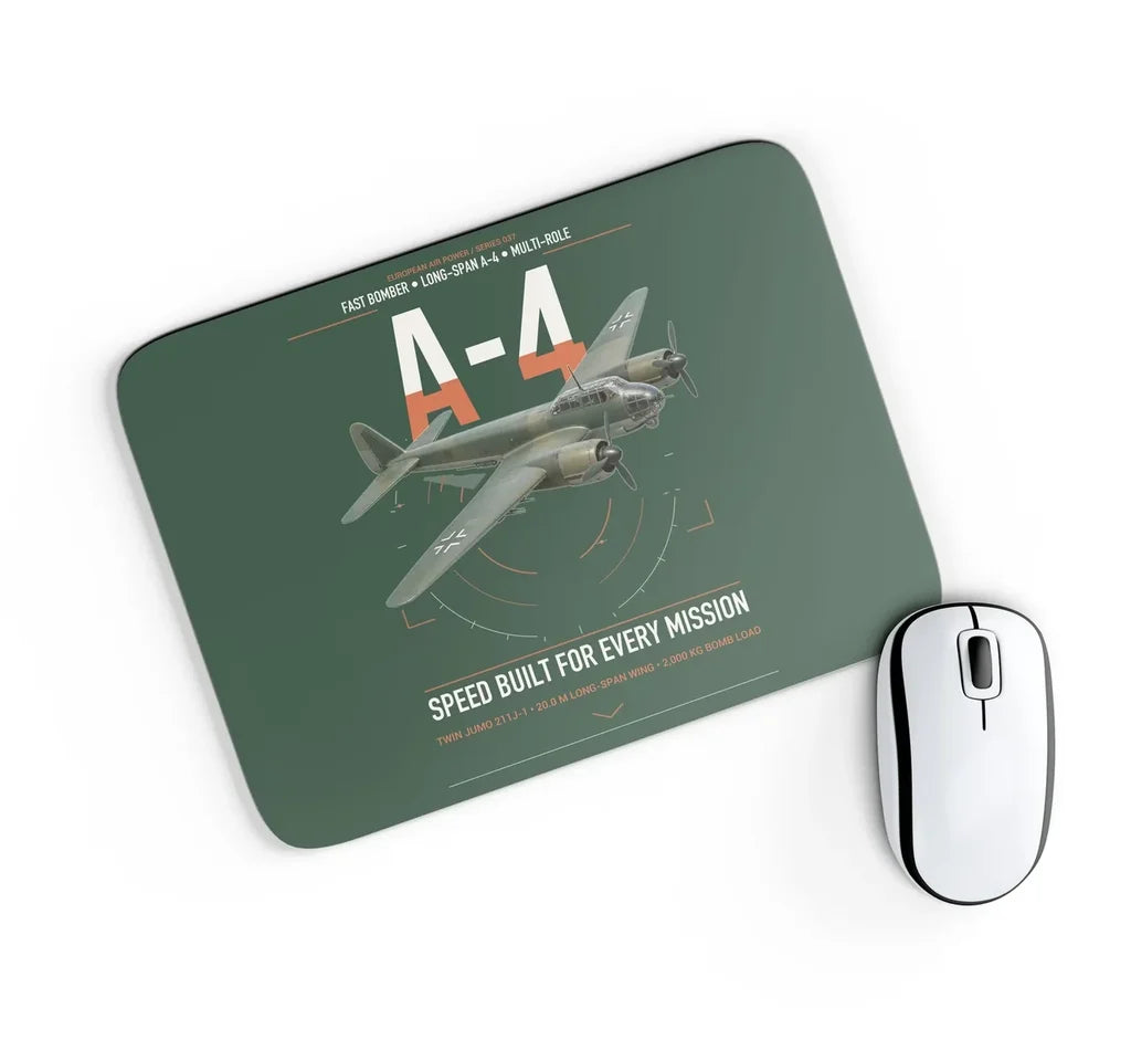 Junkers Ju 88A-4 design on dark green rectangle mouse pad