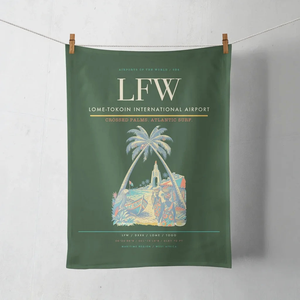 Lome-Tokoin International Airport (LFW) design on dark green towel