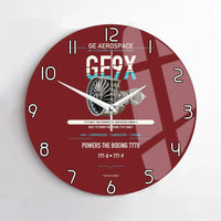Thumbnail for GE9X design on dark red no frame wall clock