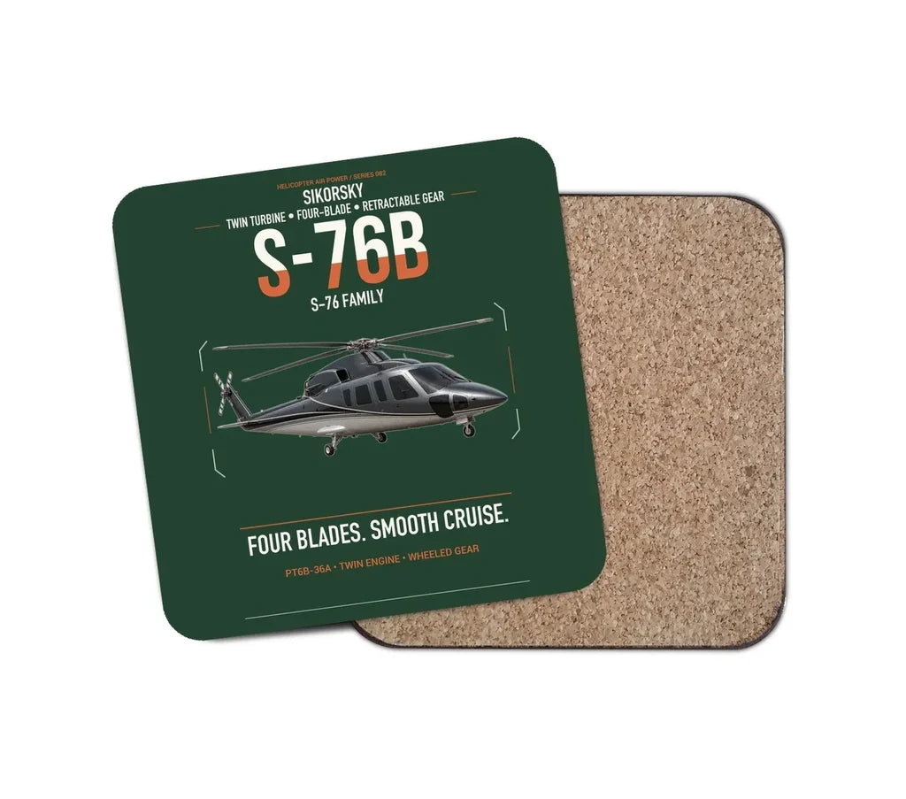 Sikorsky S-76B design on dark green 1 piece coaster