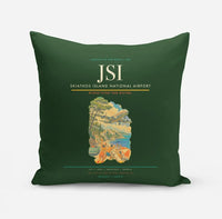 Thumbnail for Skiathos Island National Airport (JSI) design on dark green pillow