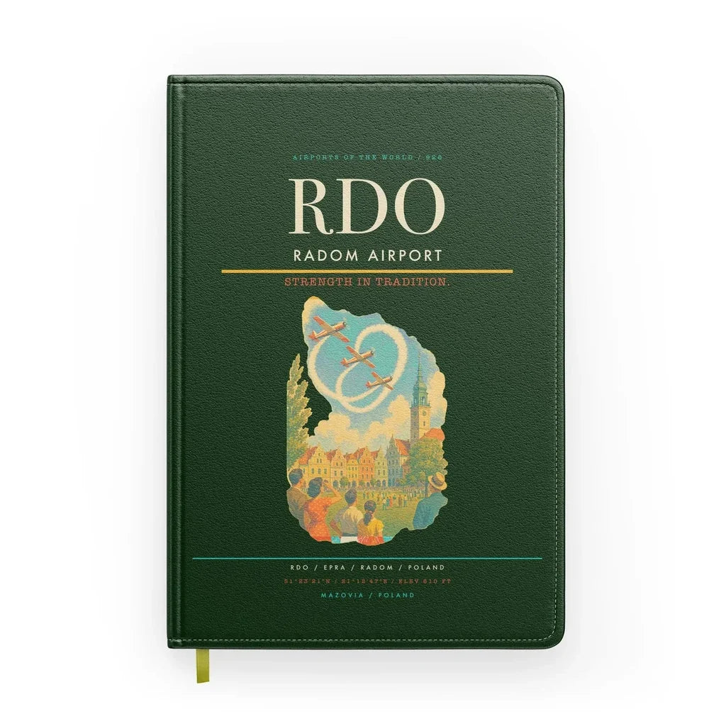 Radom Airport (RDO) design on dark green notebook