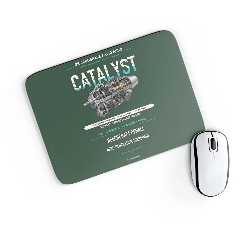 CATALYST design on dark green rectangle mouse pad