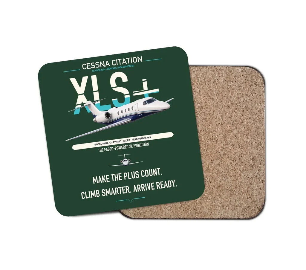 Cessna Citation XLSPlus design on dark green 1 piece coaster