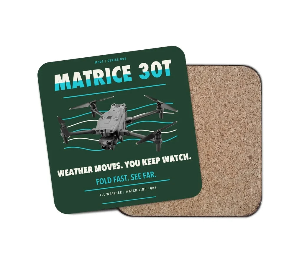 DJI Matrice 30T design on dark green 1 piece coaster