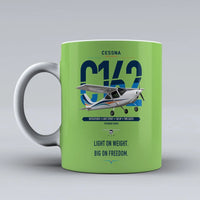 Thumbnail for Cessna 162 Skycatcher design on light green ceramic mug, double-side print