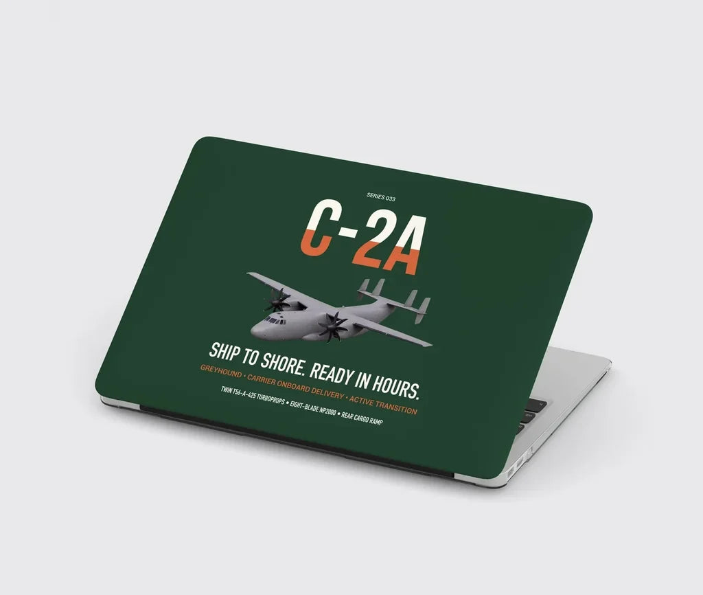 C-2A Greyhound design on dark green MacBook case