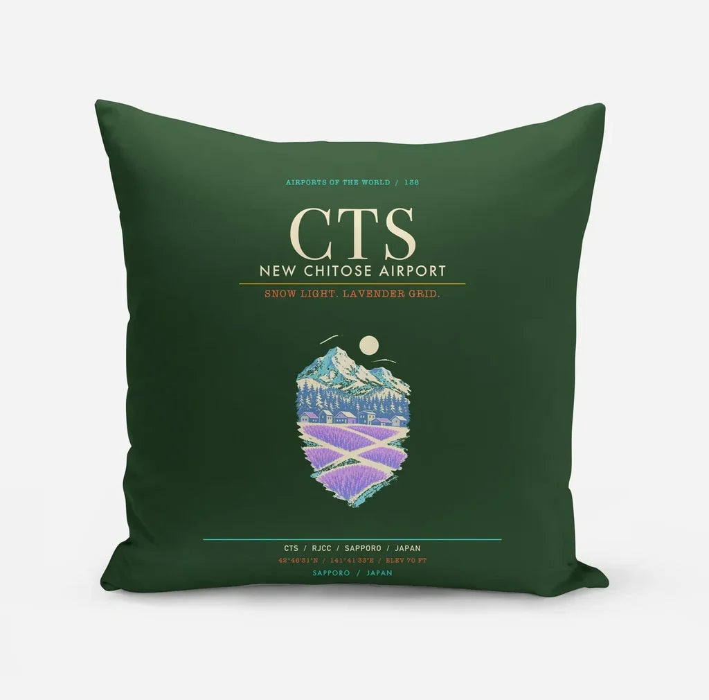 New Chitose Airport Sapporo CTS - Snowfield Lavender Grid - Dark Green