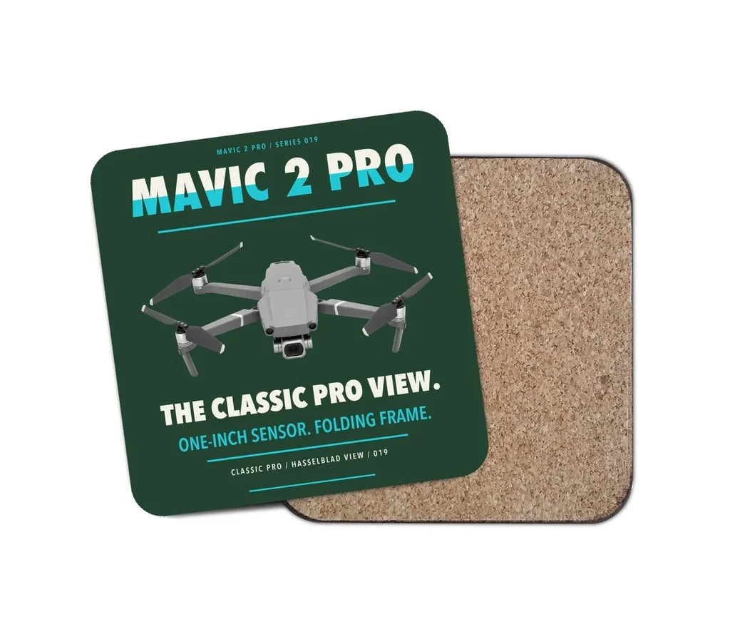 DJI Mavic 2 Pro design on dark green 1 piece coaster