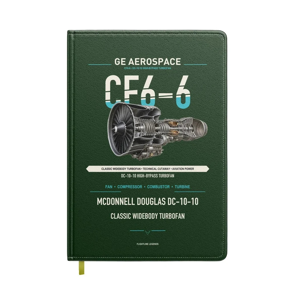 CF6-6 design on dark green notebook