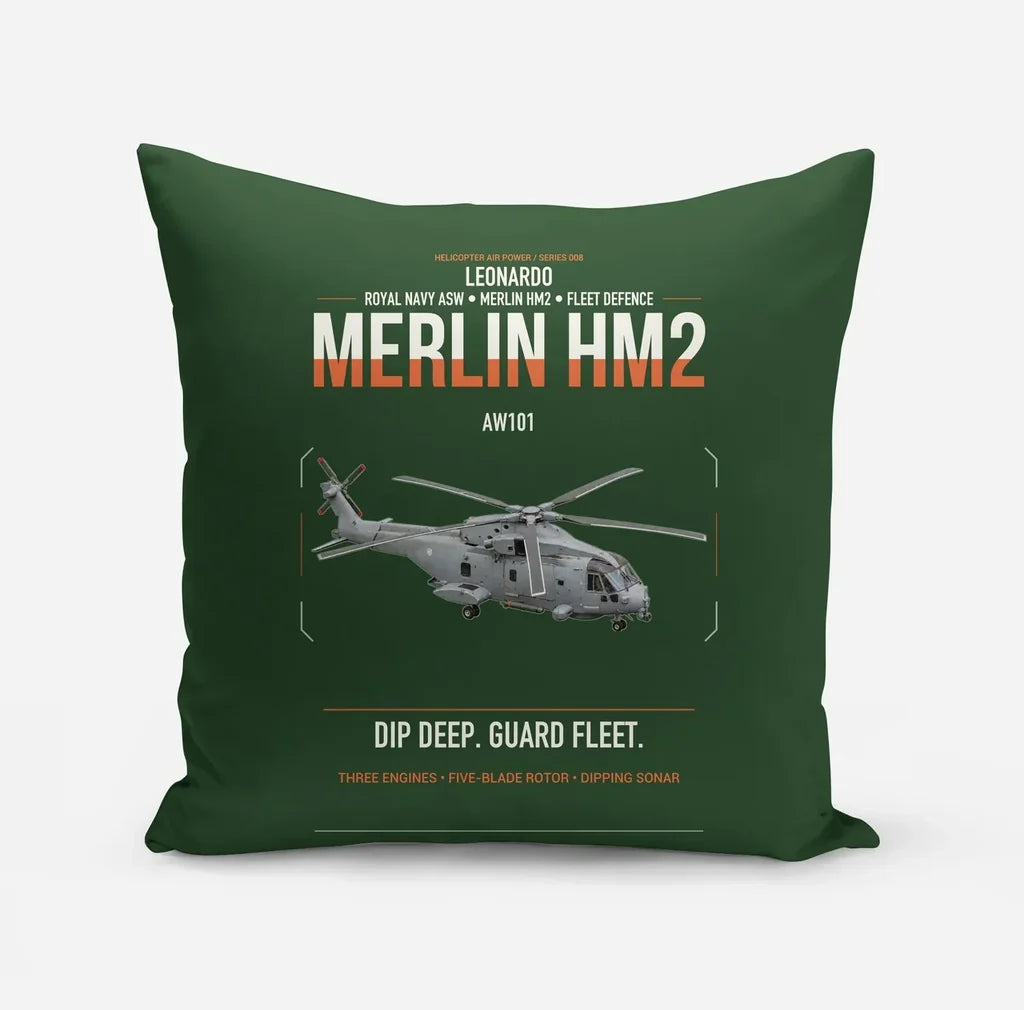 Leonardo AW101 Merlin HM2 design on dark green pillow