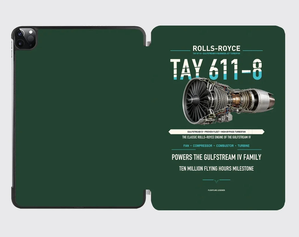 TAY 611-8 design on dark green ipad tablet case