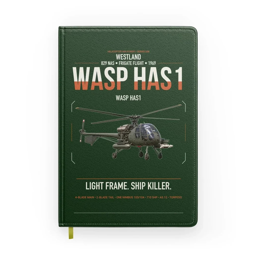 Westland Wasp HAS1 design on dark green notebook