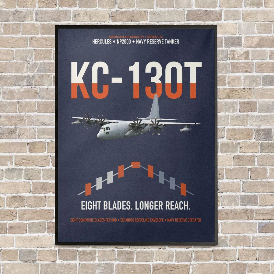 KC-130T NP2000 vertical canvas print - framed - navy blue background
