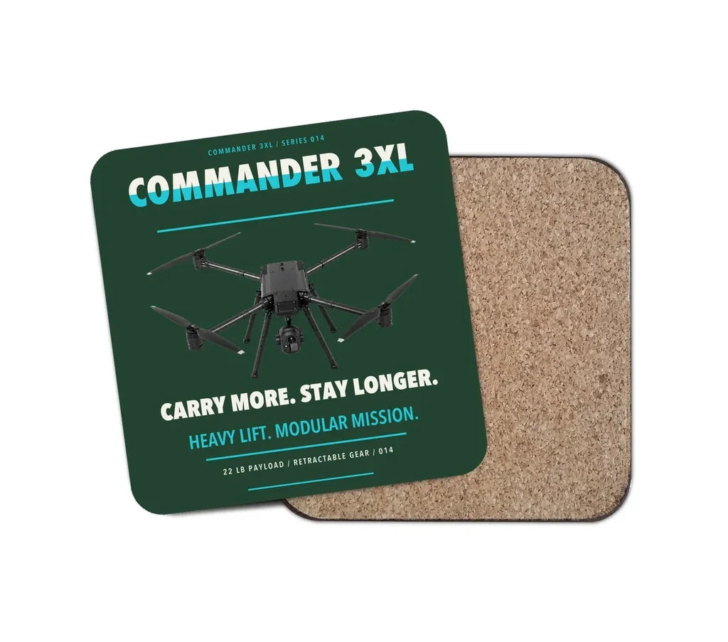 Draganfly Commander 3XL design on dark green 1 piece coaster