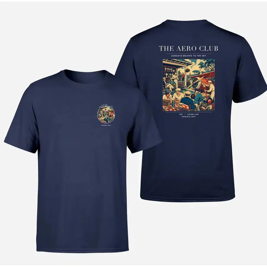 VINTAGE G4047 - The Aero Club - Double-Side T-Shirt design on navyblue double side t shirt