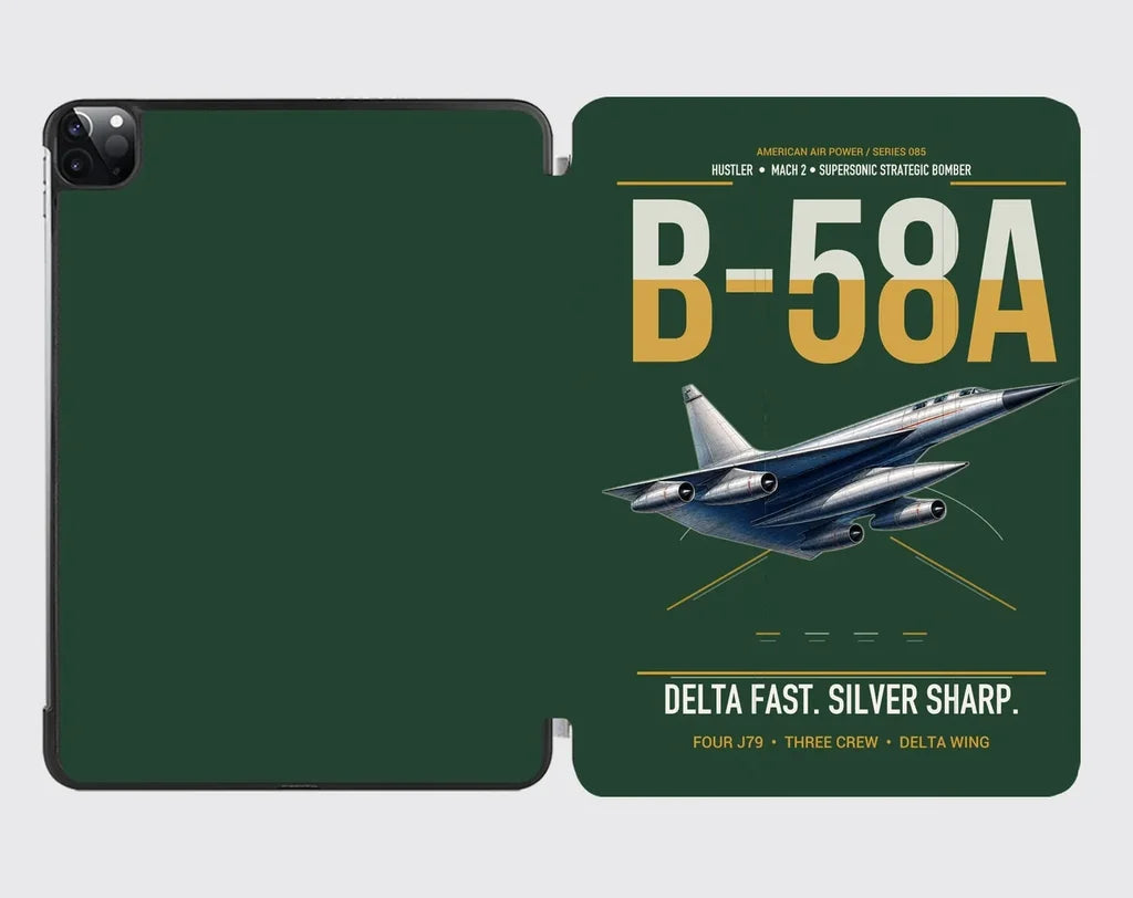 B-58A Hustler design on dark green ipad tablet case