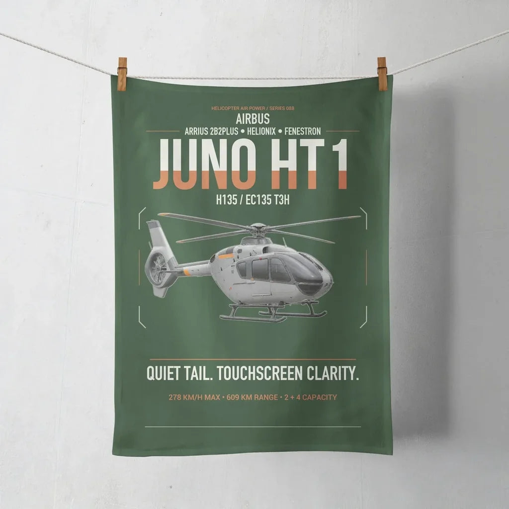 Airbus H135 Juno HT1 design on dark green towel