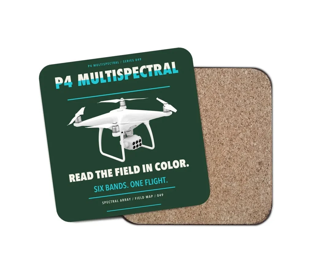 DJI P4 Multispectral design on dark green 1 piece coaster