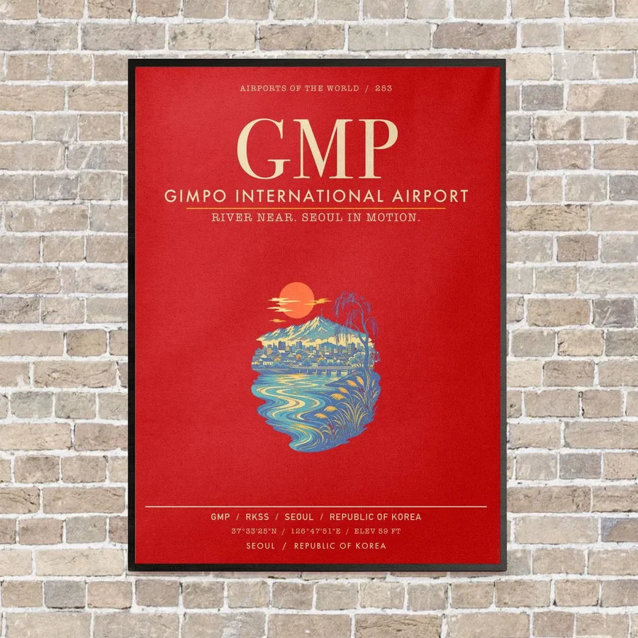 Gimpo International Airport GMP - Canvas Framed - Red