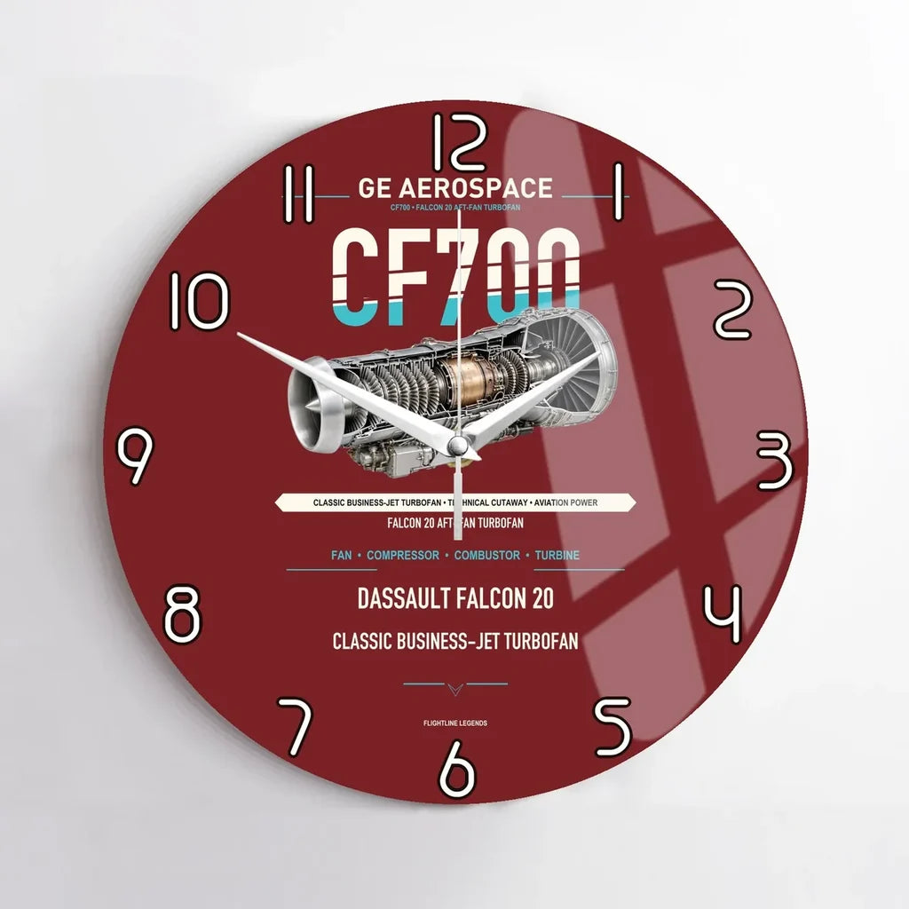 CF700 design on dark red no frame wall clock