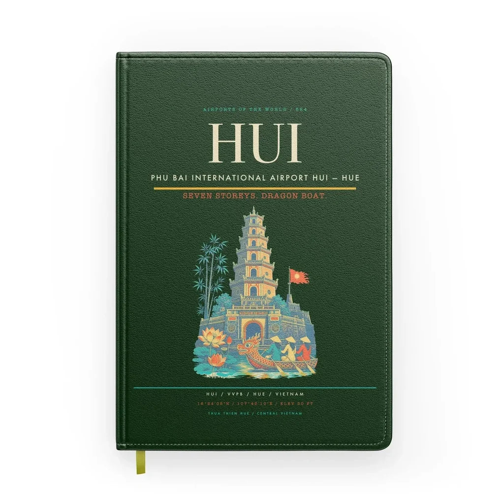 Phu Bai International Airport (HUI) design on dark green notebook