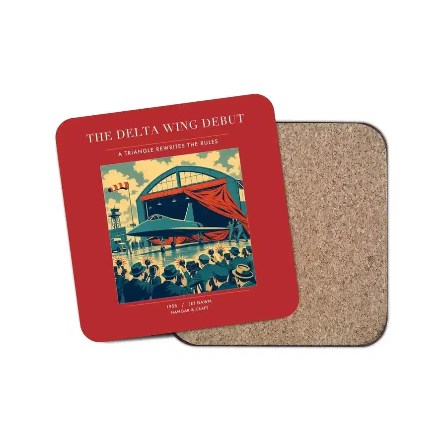 The Delta Wing Debut - Designed Coasters design on red 1-piece