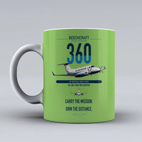 Thumbnail for Beechcraft King Air 360 design on light green ceramic mug, double-side print