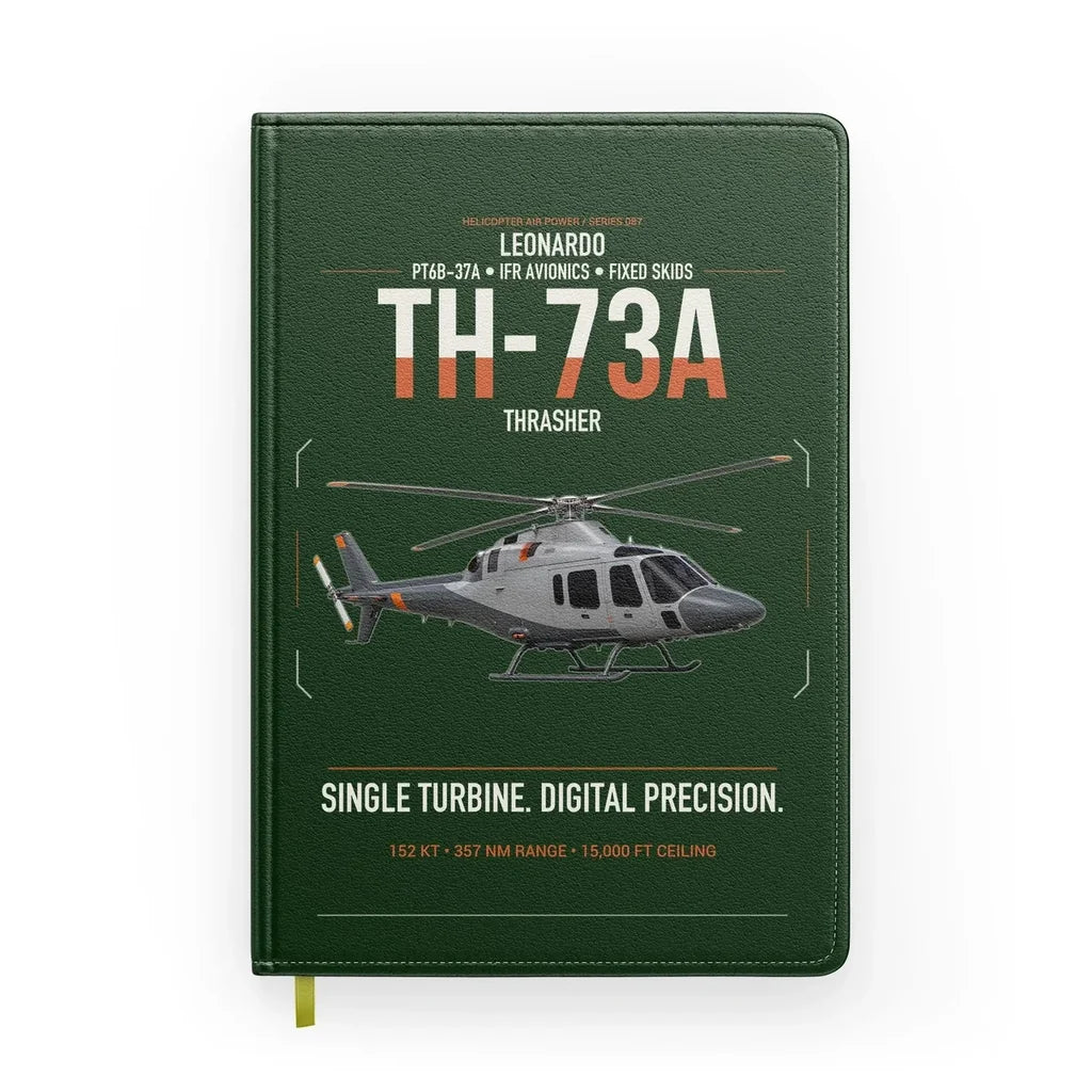 Leonardo TH-73A Thrasher design on dark green notebook