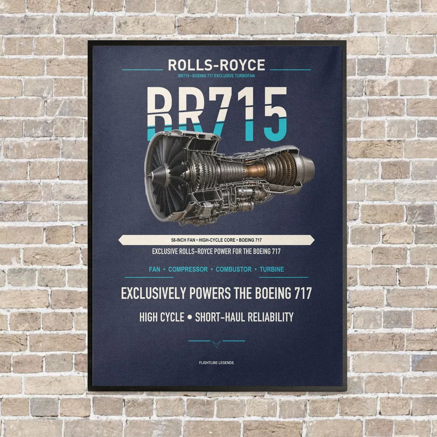 BR715 vertical canvas print - framed - navy blue background