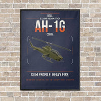 Thumbnail for Bell AH-1G Cobra vertical canvas print - framed - navy blue background