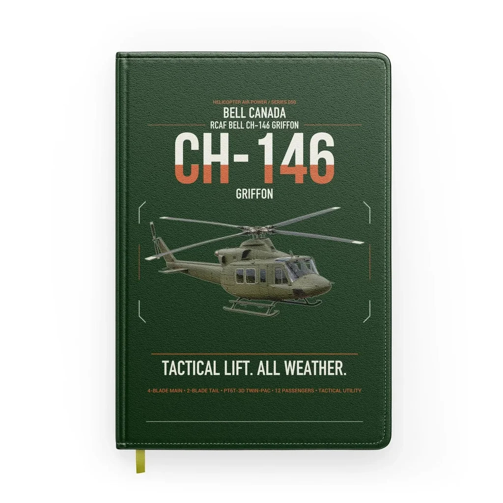 Bell Canada CH-146 Griffon design on dark green notebook