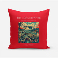 Thumbnail for VINTAGE G4077 - The Canal Stopover - Designed Pillows design on red