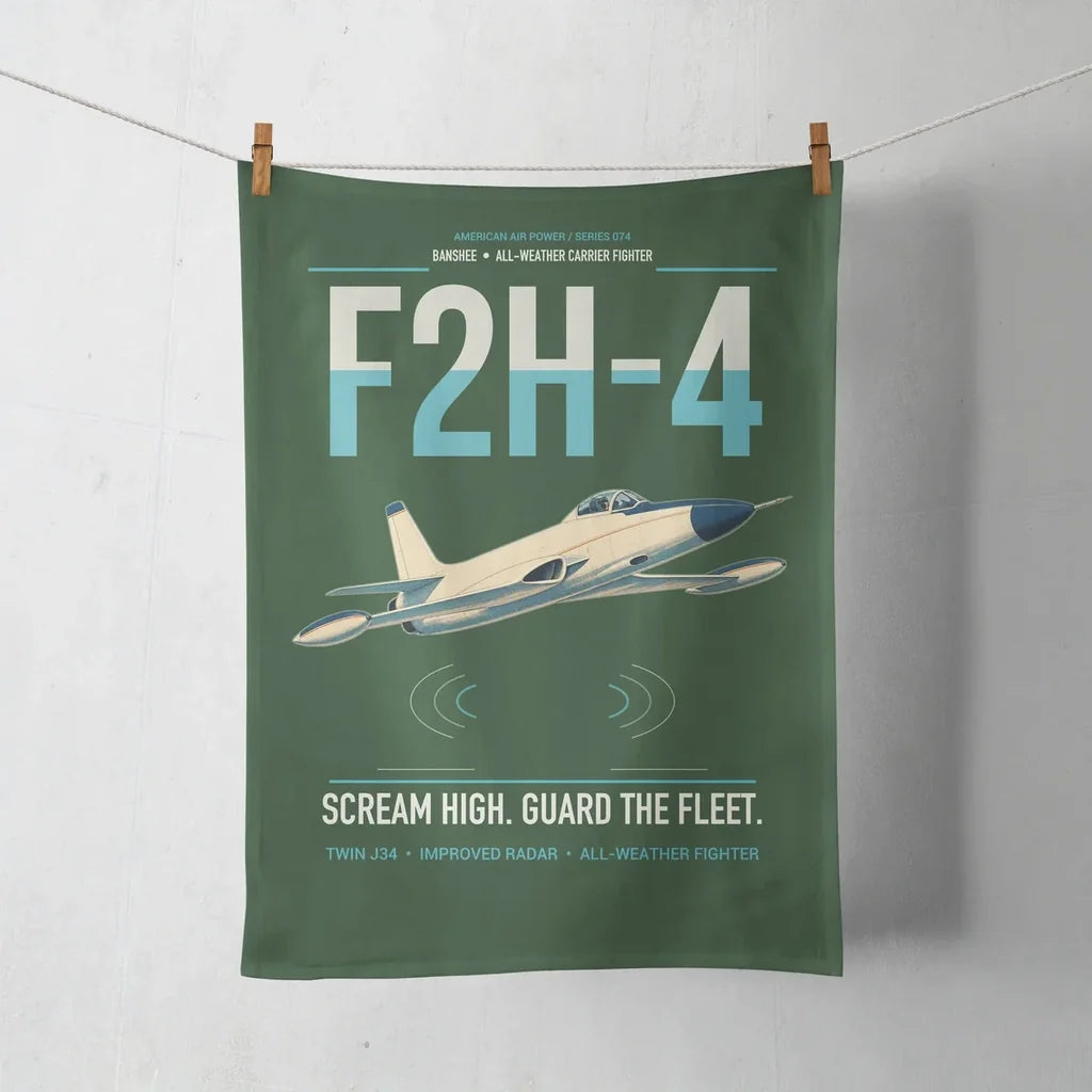 F2H-4 Banshee design on dark green towel