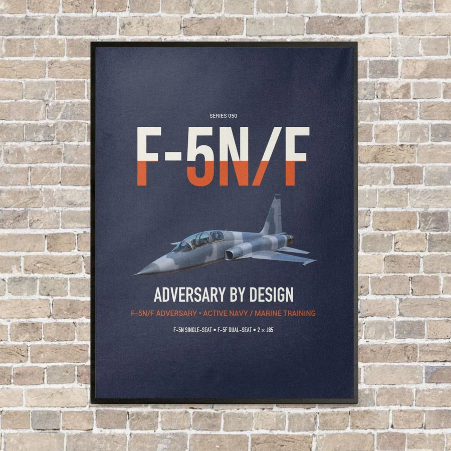 F-5N F Adversary vertical canvas print - framed - navy blue background